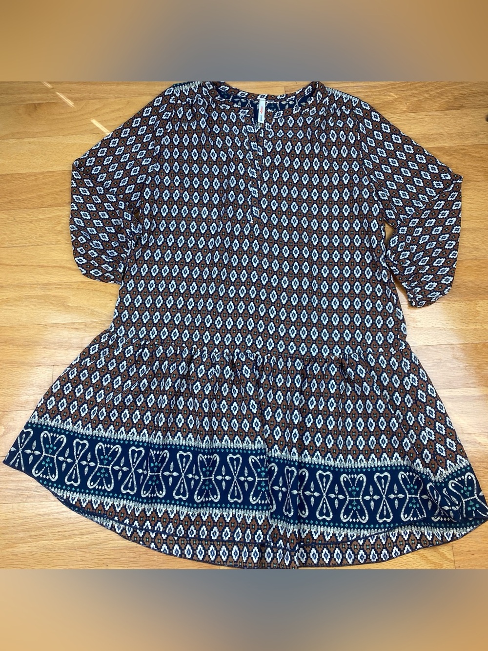 Orange Creek Boho Drop Waist Tunic Dress Size Medium Southwest Aztec